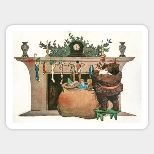 Vintage Christmas Scene Sticker